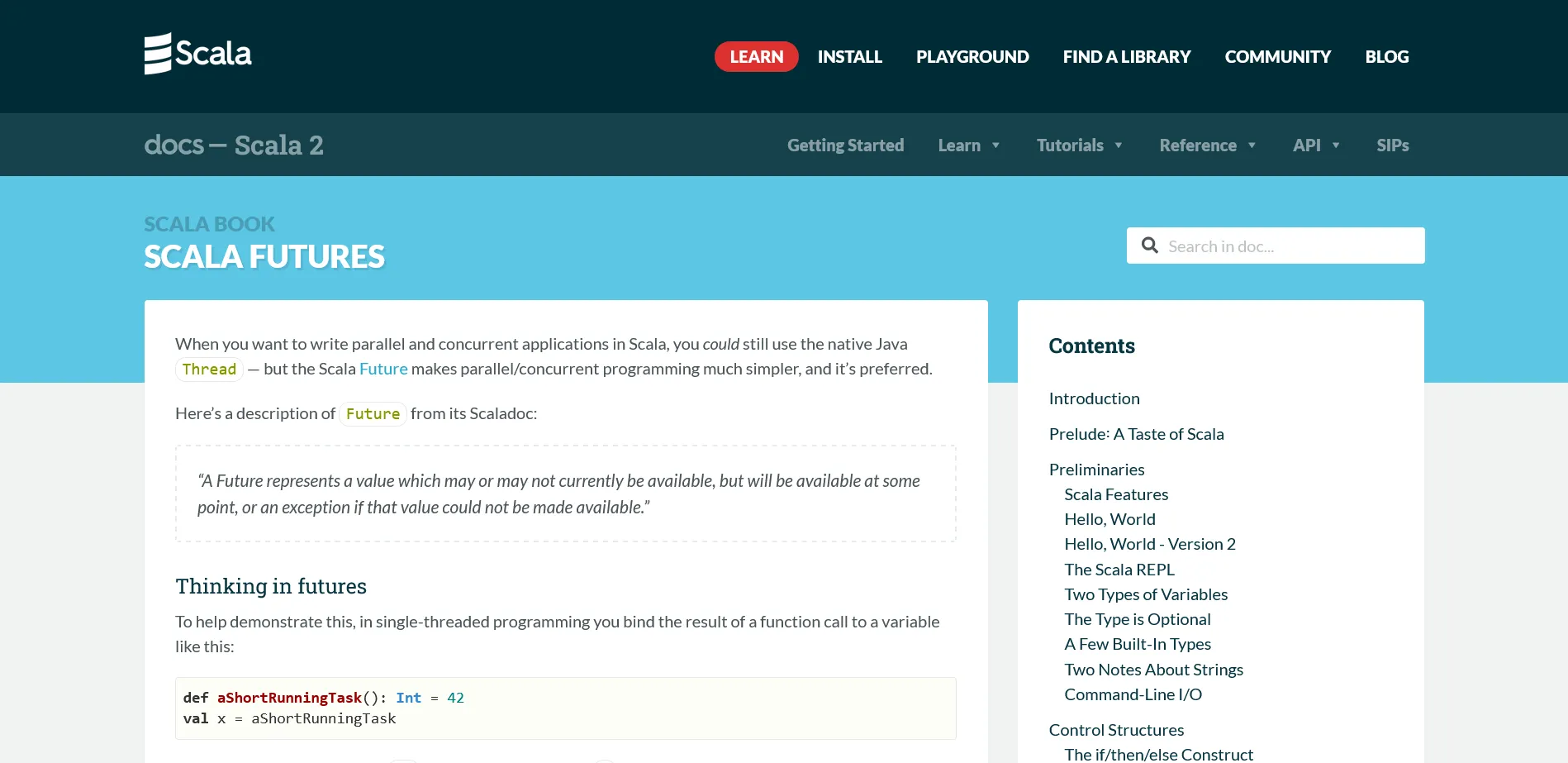 Official Scala docs